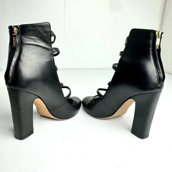 Jimmy Choo Venice black leather multi strap 100 MM pump size 7